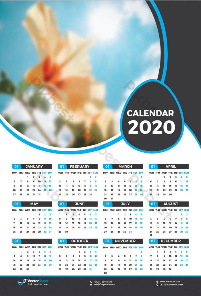 Detail 2020 Calendar Template Ai Nomer 23