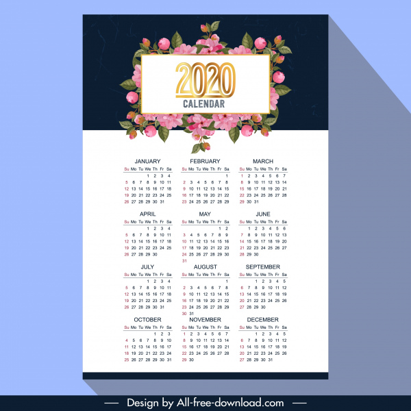 Detail 2020 Calendar Template Ai Nomer 4