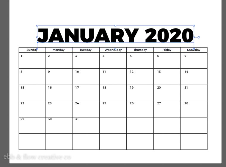 Detail 2020 Calendar Template Ai Nomer 26