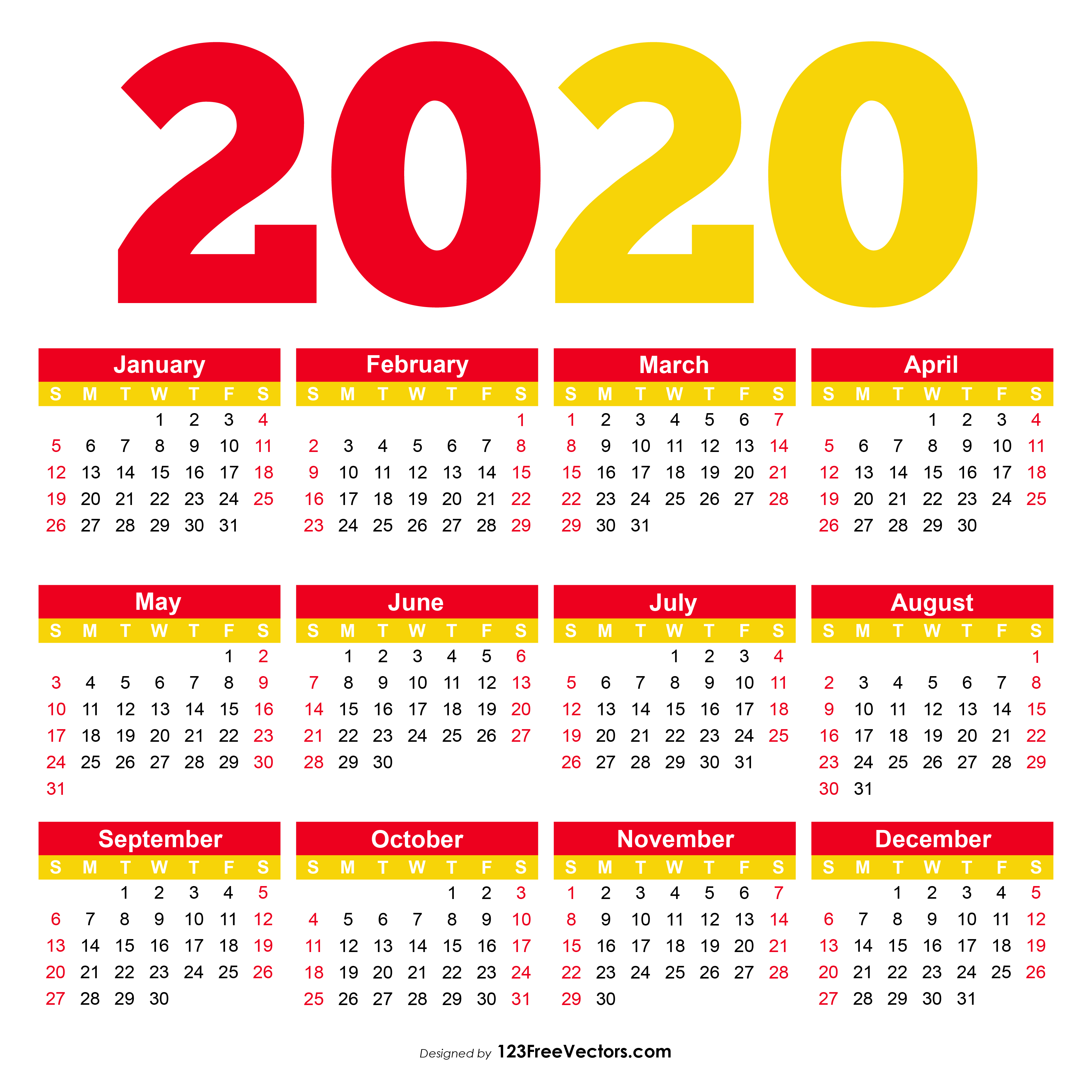 Detail 2020 Calendar Template Ai Nomer 28