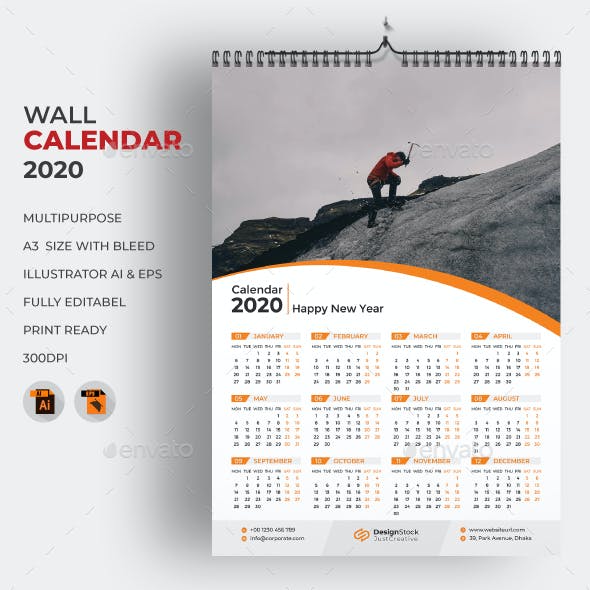 Detail 2020 Calendar Template Ai Nomer 36