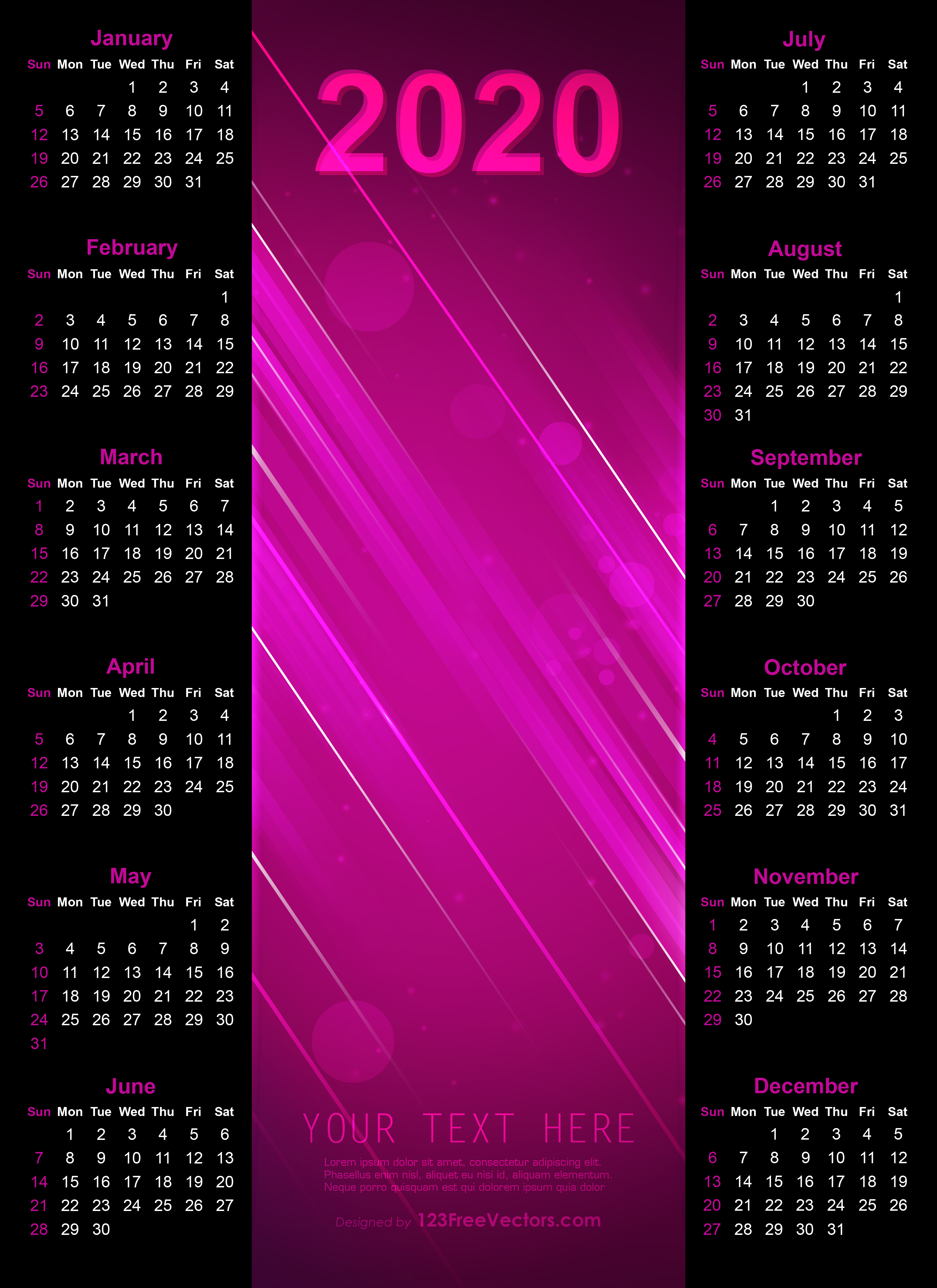 Detail 2020 Calendar Template Ai Nomer 45