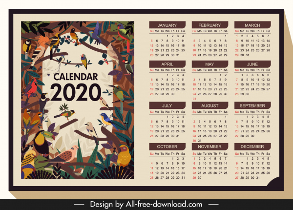 Detail 2020 Calendar Template Ai Nomer 8