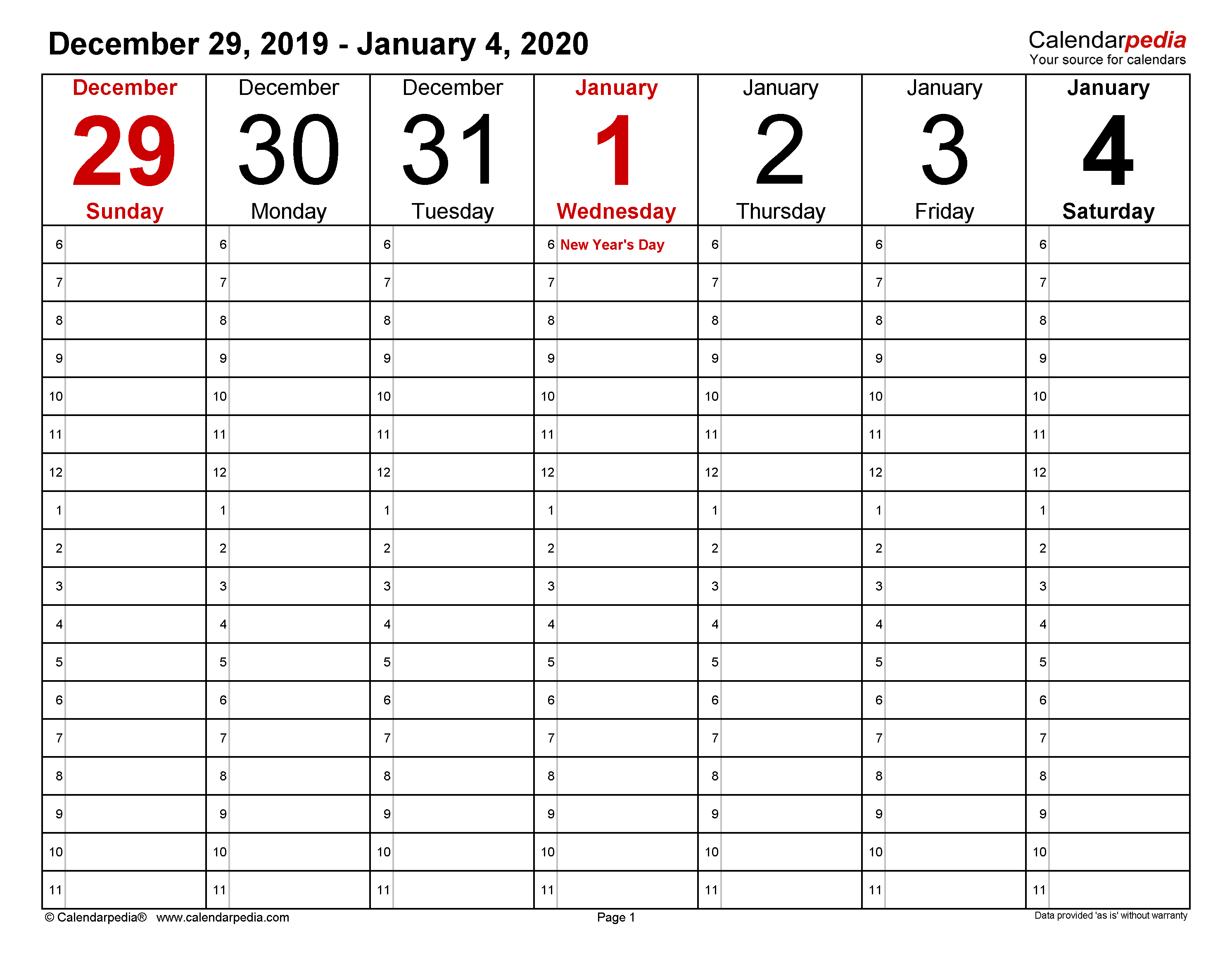 Detail 2020 Daily Calendar Excel Template Nomer 12