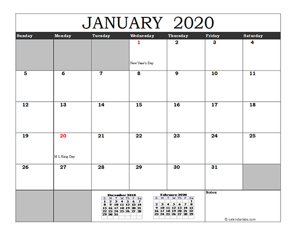 Detail 2020 Daily Calendar Excel Template Nomer 13