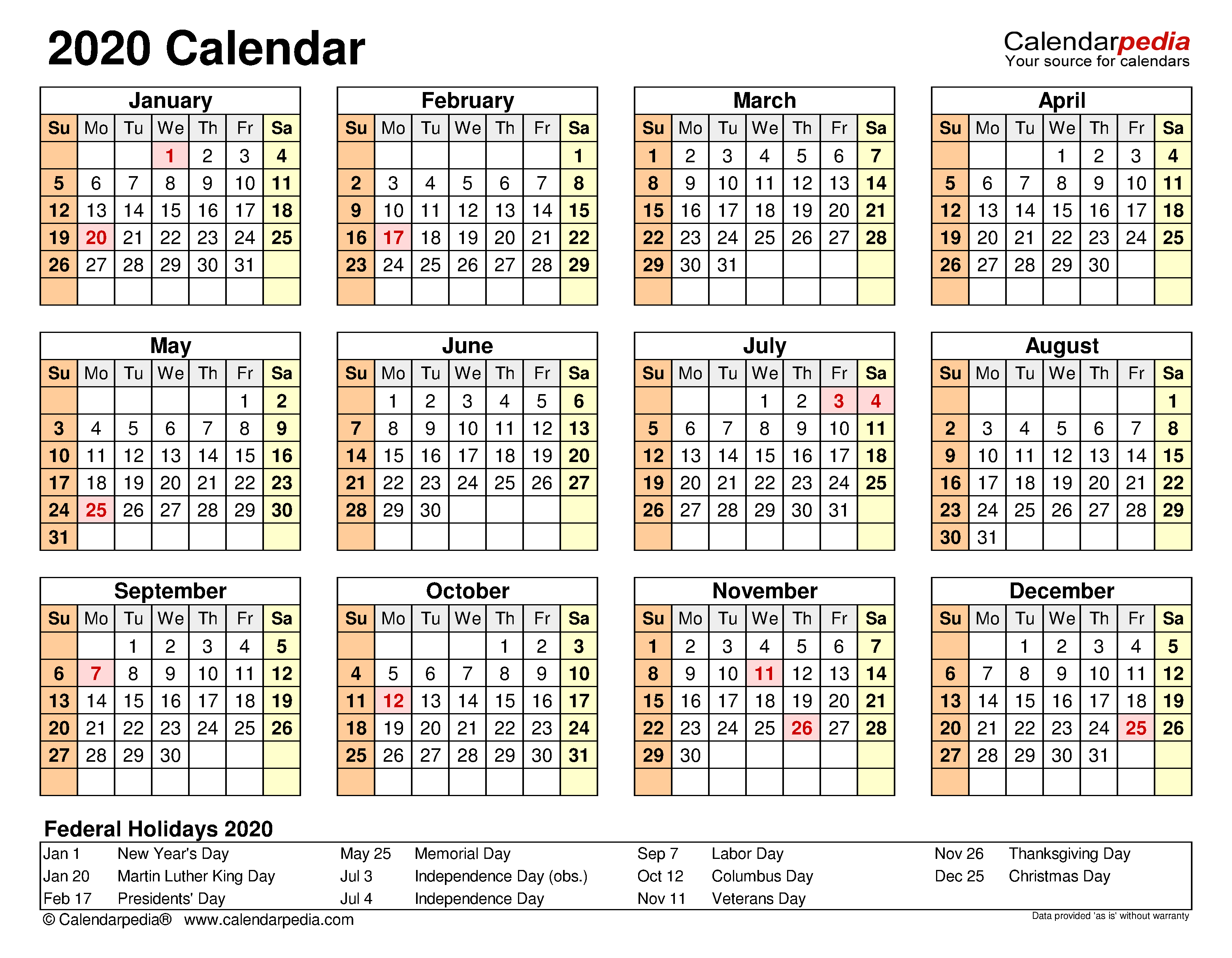Detail 2020 Daily Calendar Excel Template Nomer 38