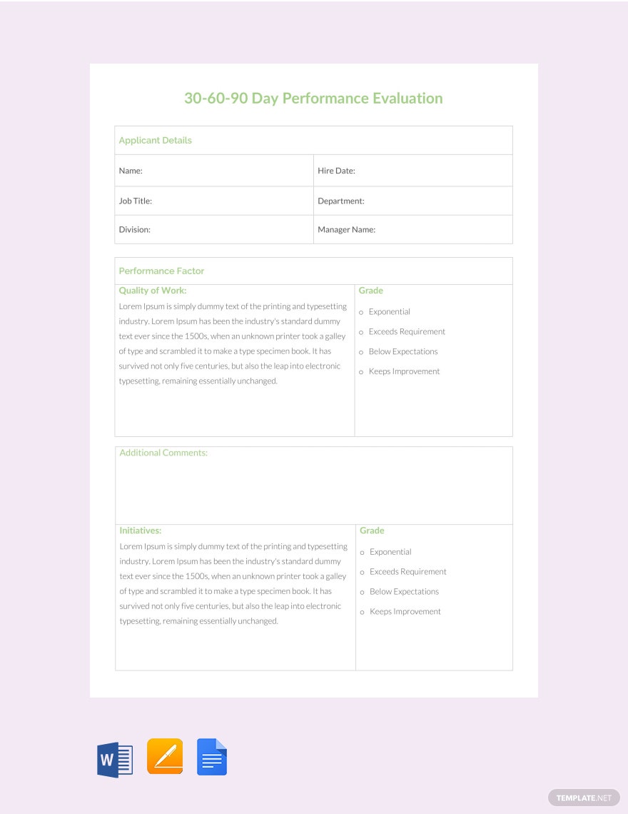 Detail 30 60 90 Day Employee Performance Review Template Nomer 34