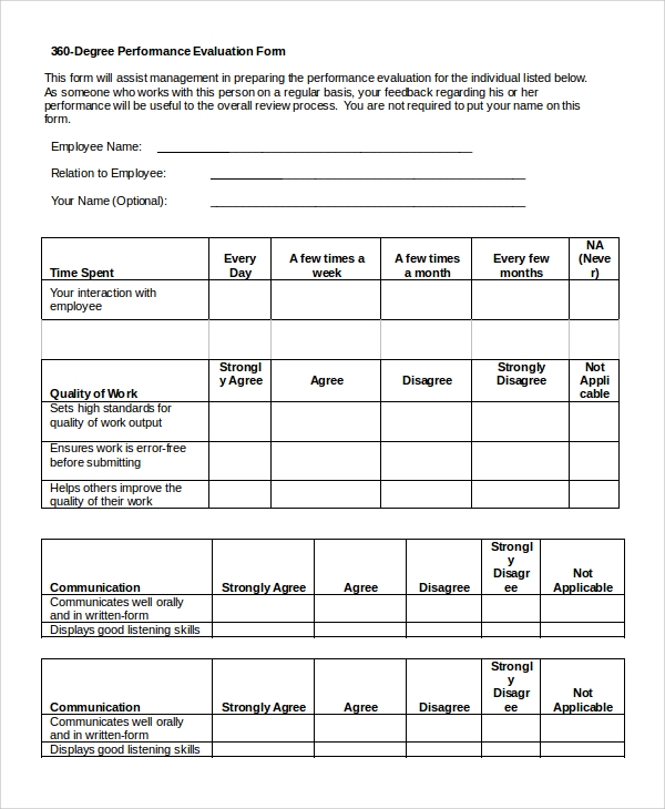 Detail 360 Appraisal Form Template Nomer 3