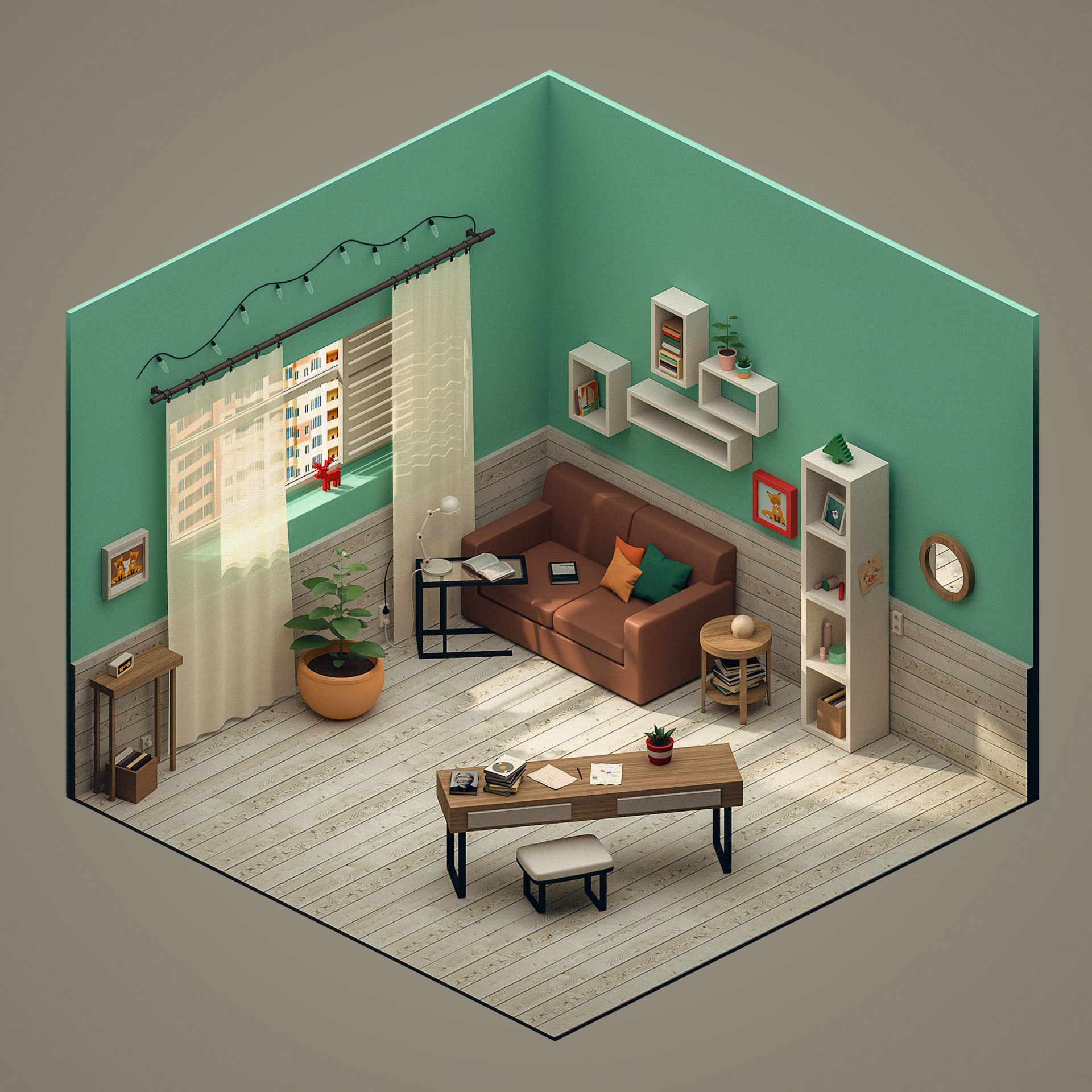 Detail 3d Room Template Nomer 3