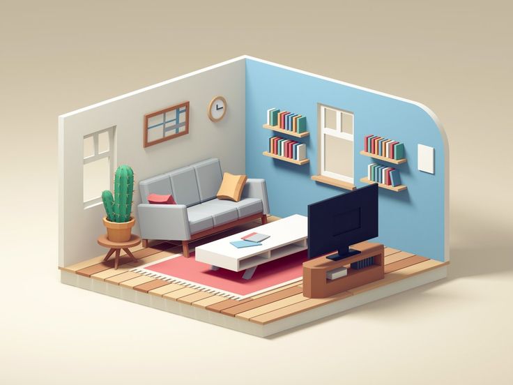 Detail 3d Room Template Nomer 5