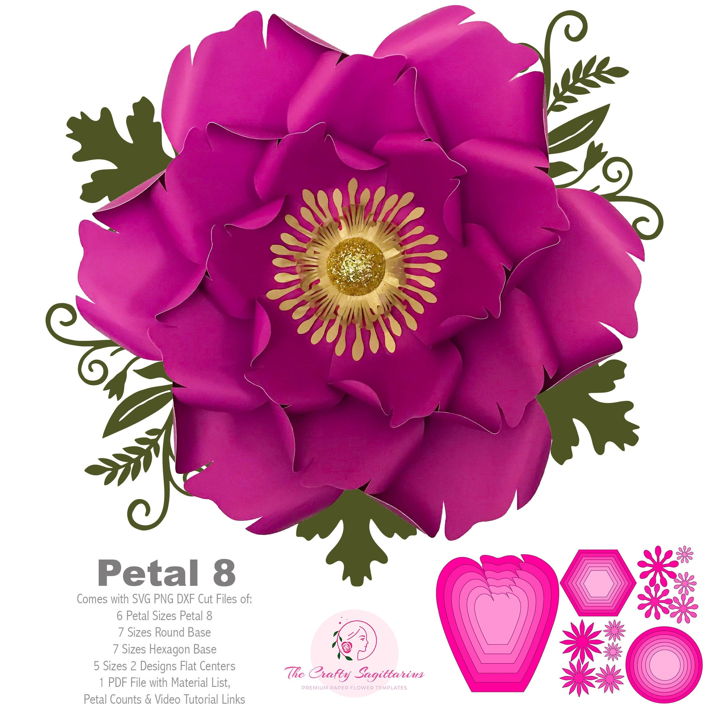 Detail 8 Petal Flower Template Nomer 32