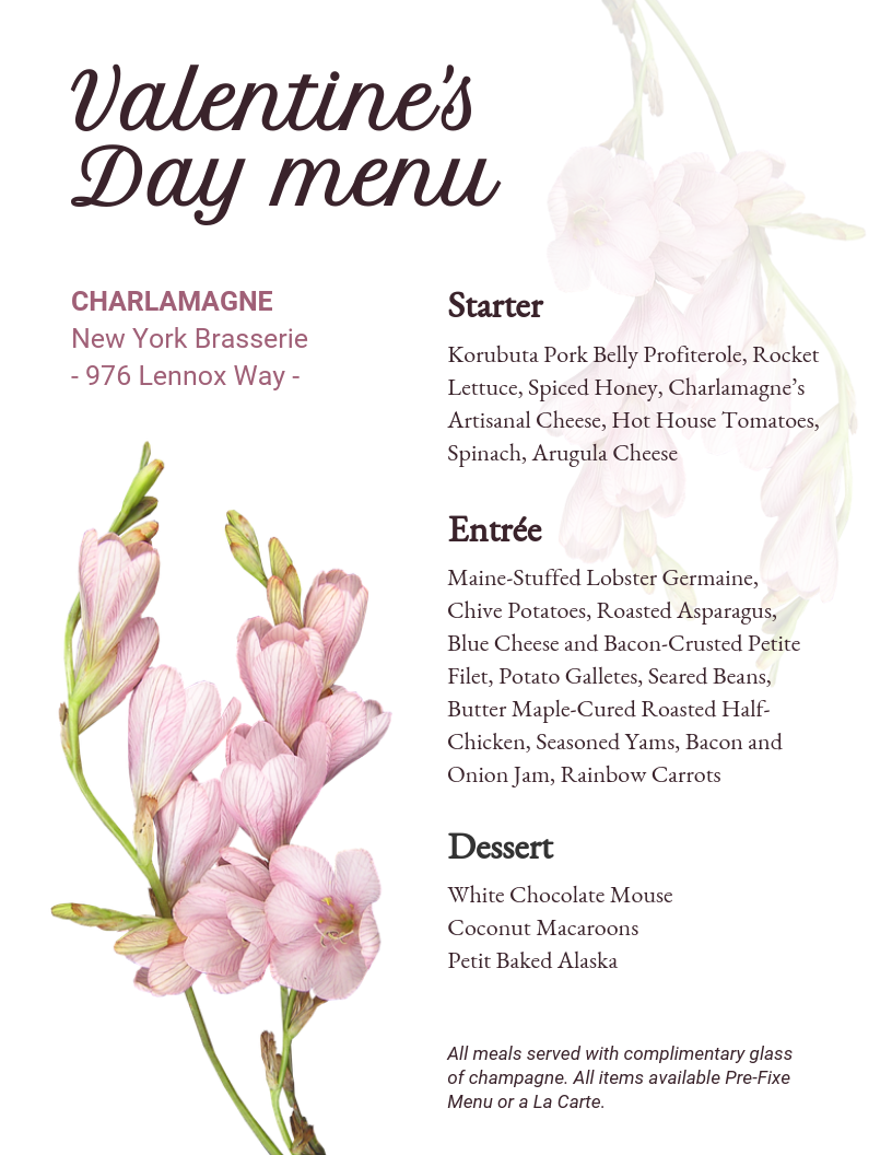 Detail A La Carte Menu Template Nomer 46