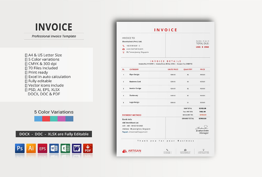 Detail A4 Invoice Template Nomer 16