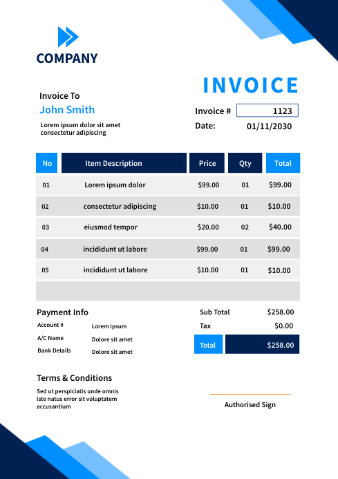 Detail A4 Invoice Template Nomer 25