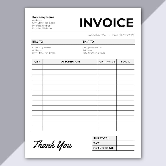 Detail A4 Invoice Template Nomer 6