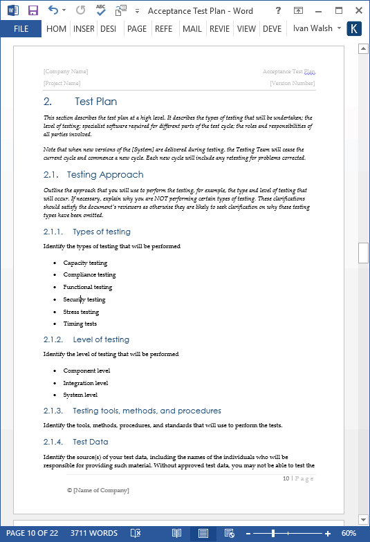 Detail Acceptance Test Plan Template Nomer 27