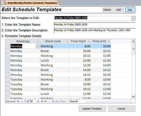 Detail Access Schedule Template Nomer 28