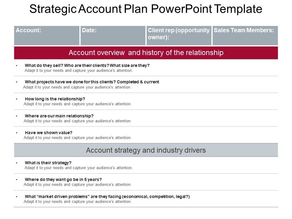 Detail Account Planning Template For Sales Nomer 32