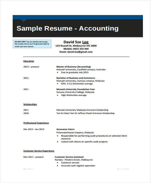 Detail Accountant Cv Template Nomer 15