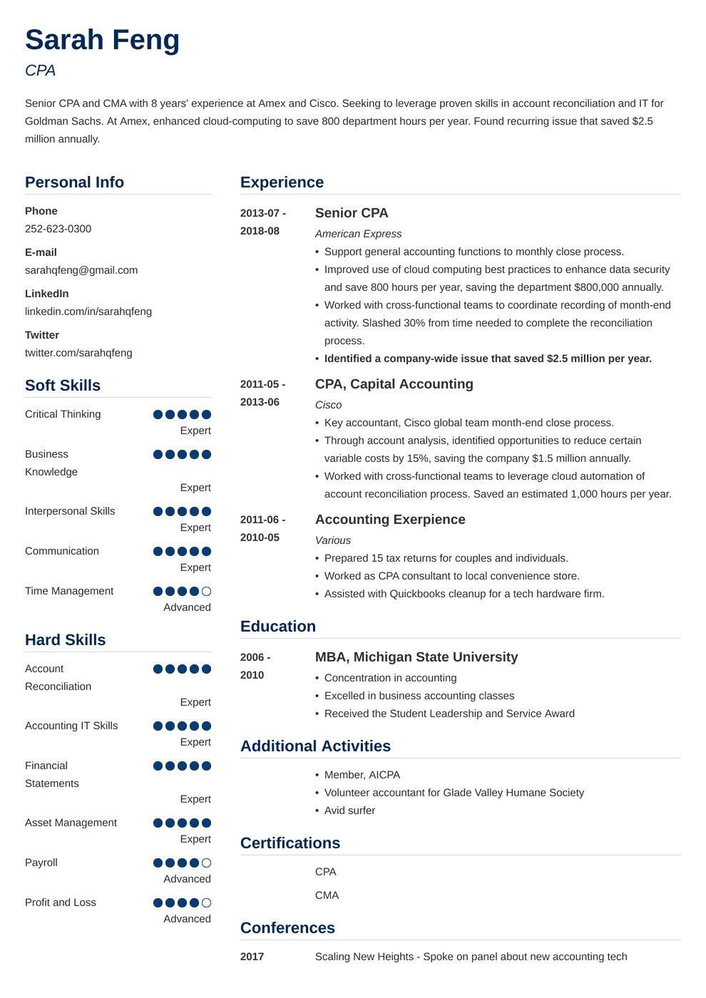 Detail Accountant Cv Template Nomer 17