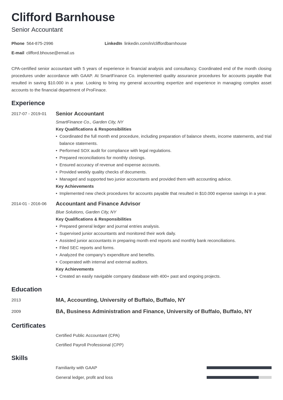 Detail Accountant Cv Template Nomer 48