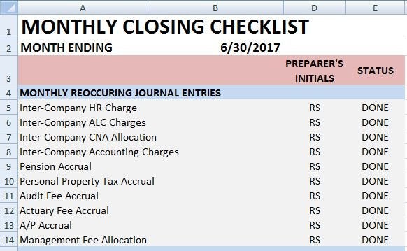 Detail Accounting Month End Checklist Template Excel Nomer 9