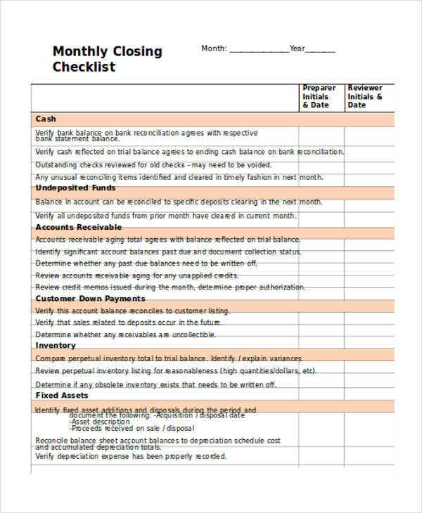 Detail Accounting Month End Checklist Template Excel Nomer 26