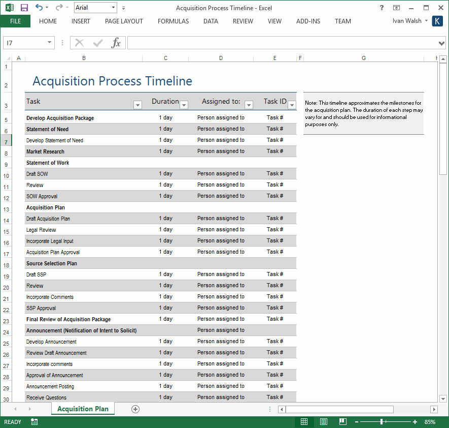 Detail Acquisition Project Plan Template Excel Nomer 5