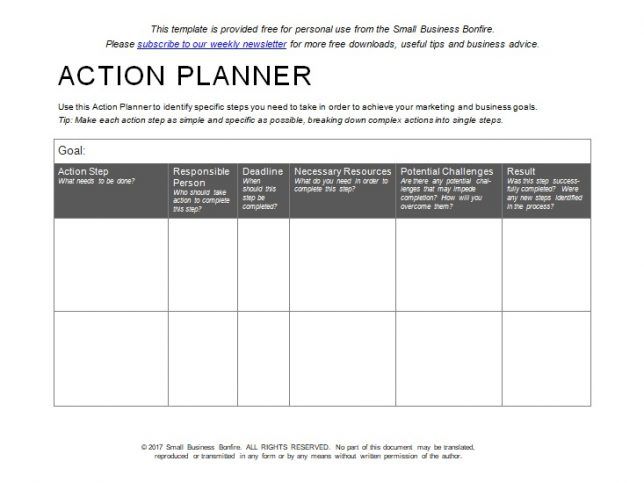 Detail Action Plan Template Nomer 2