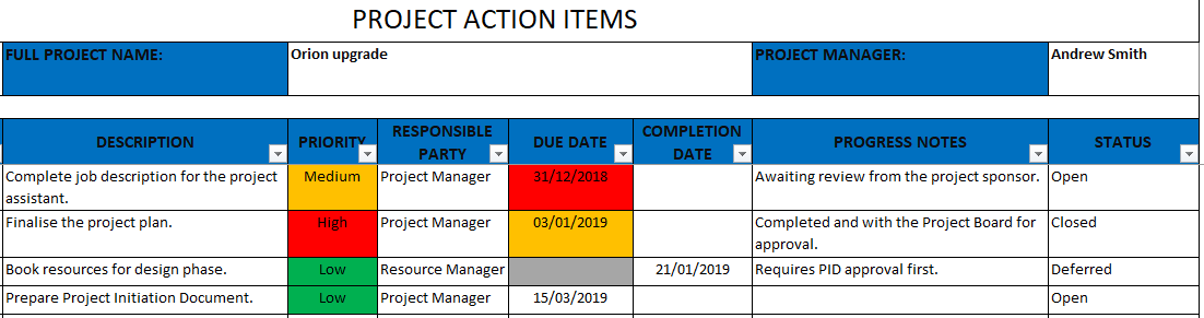 Detail Action Tracker Excel Task Tracker Template Nomer 17