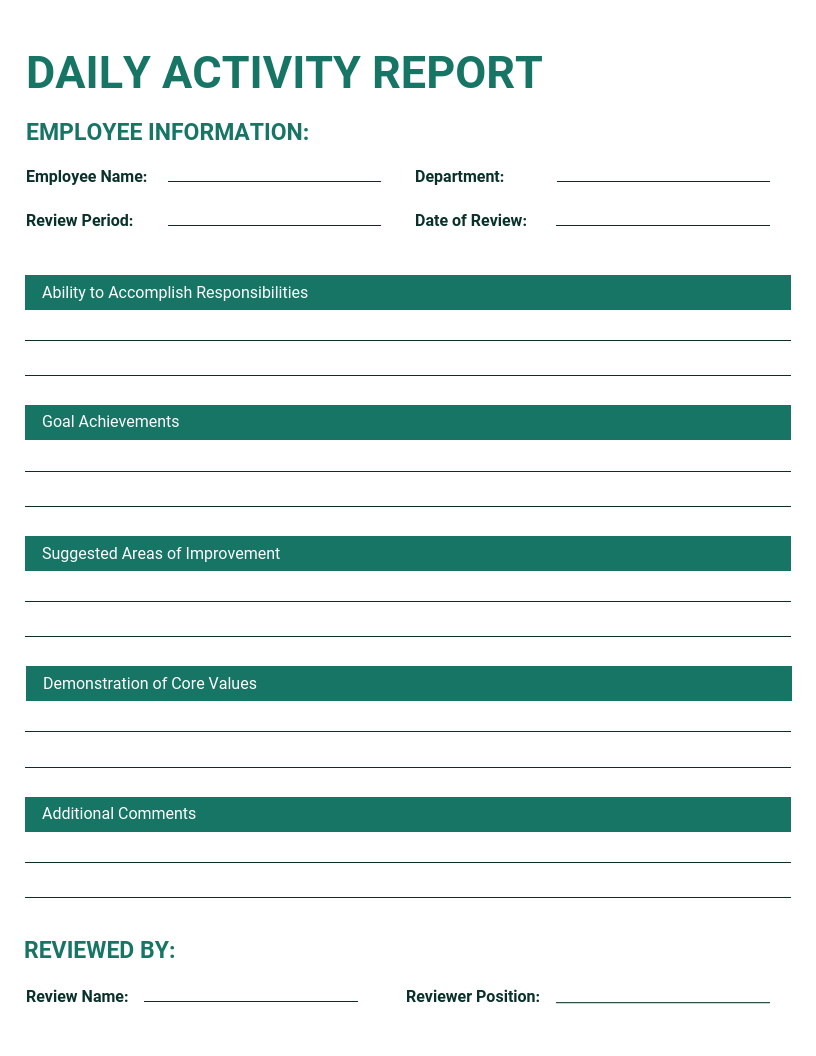 Detail Activity Report Template Nomer 2