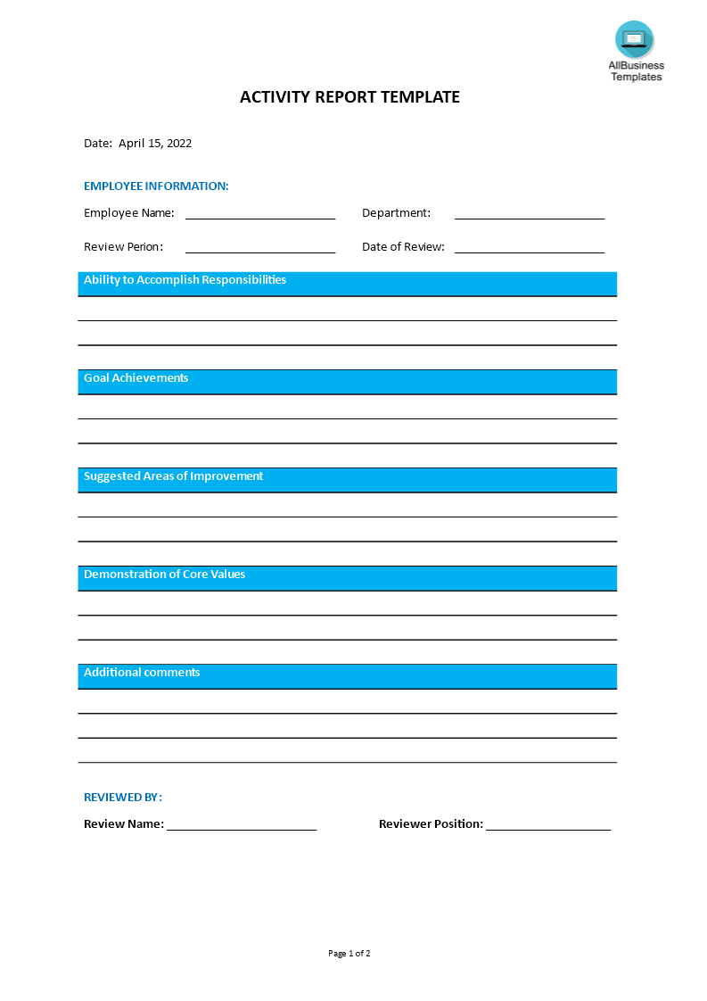 Detail Activity Report Template Nomer 12