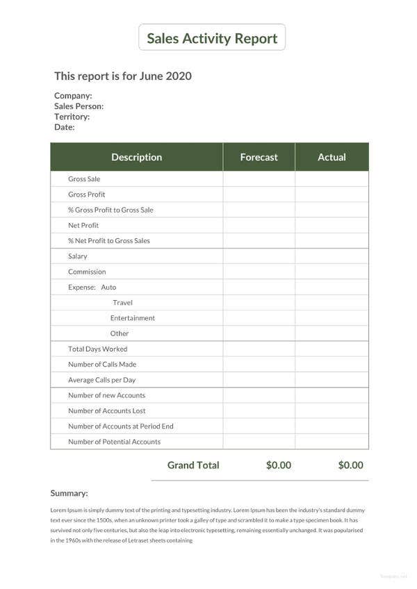 Detail Activity Report Template Nomer 7