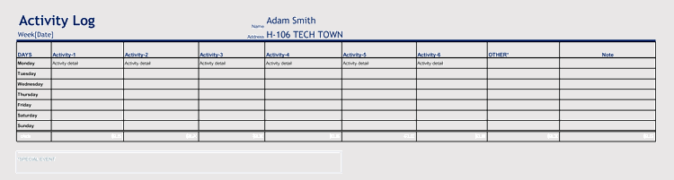 Detail Activity Template Excel Nomer 15