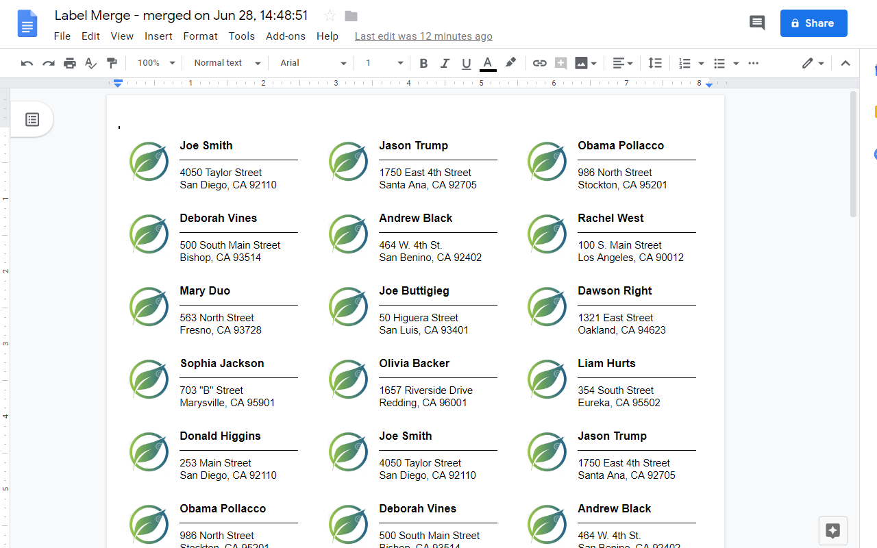 Detail Address Label Template Google Docs Nomer 8