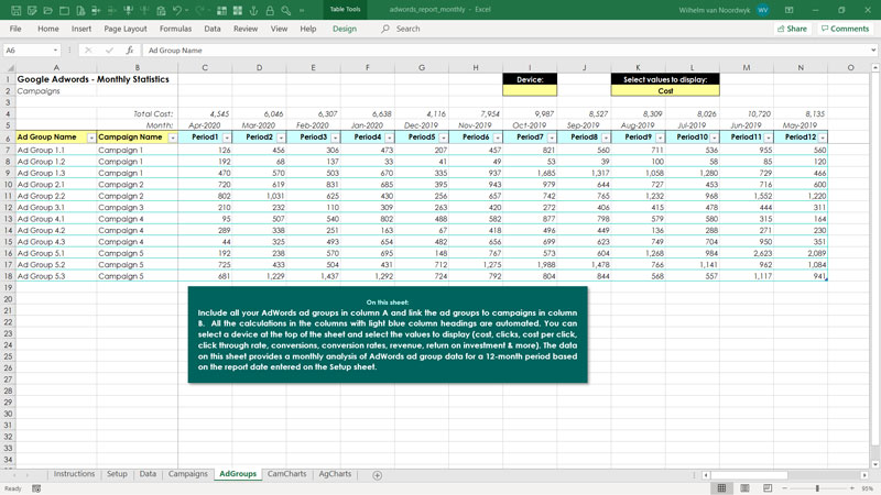 Detail Adwords Report Template Excel Nomer 2