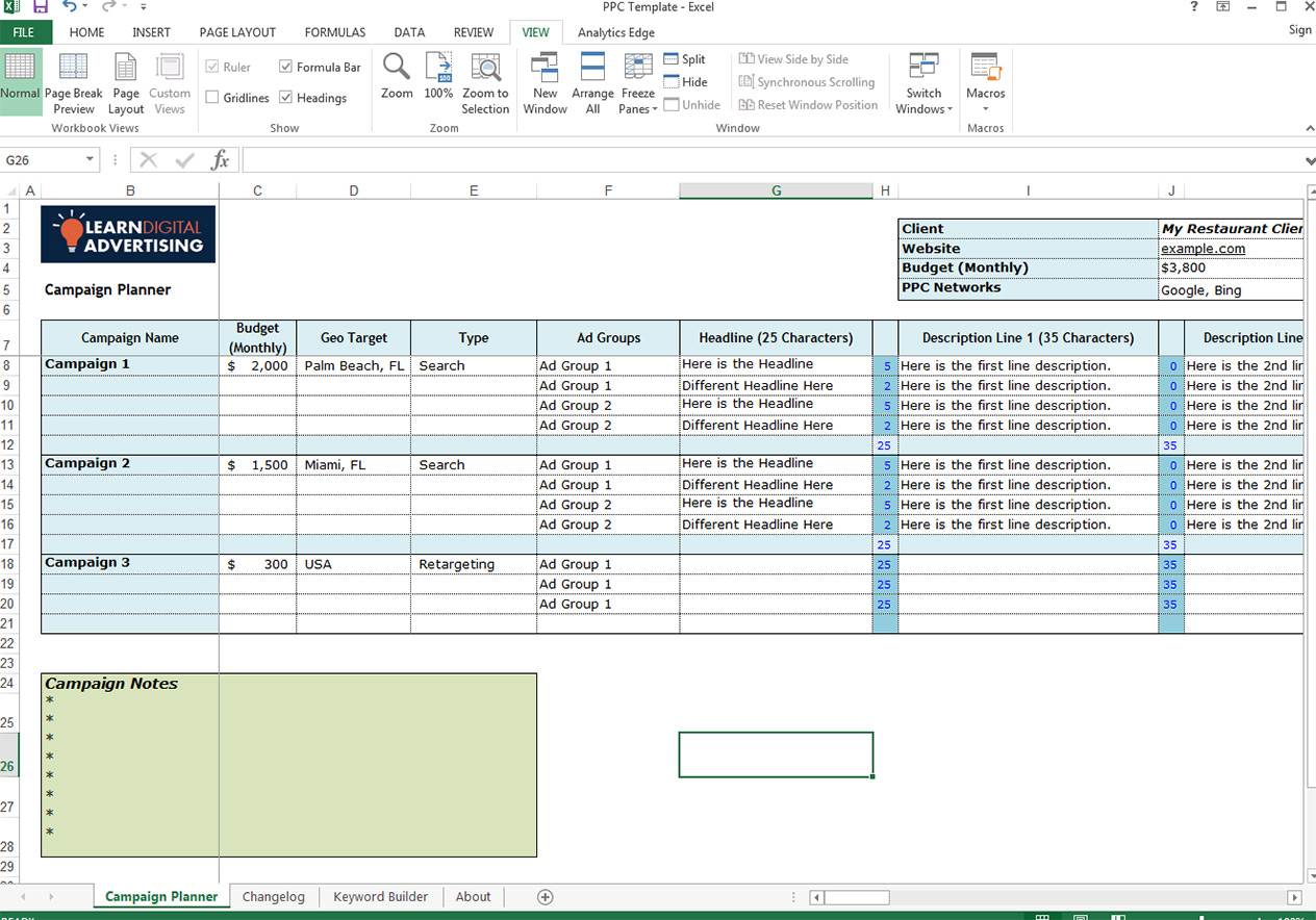 Detail Adwords Report Template Excel Nomer 19