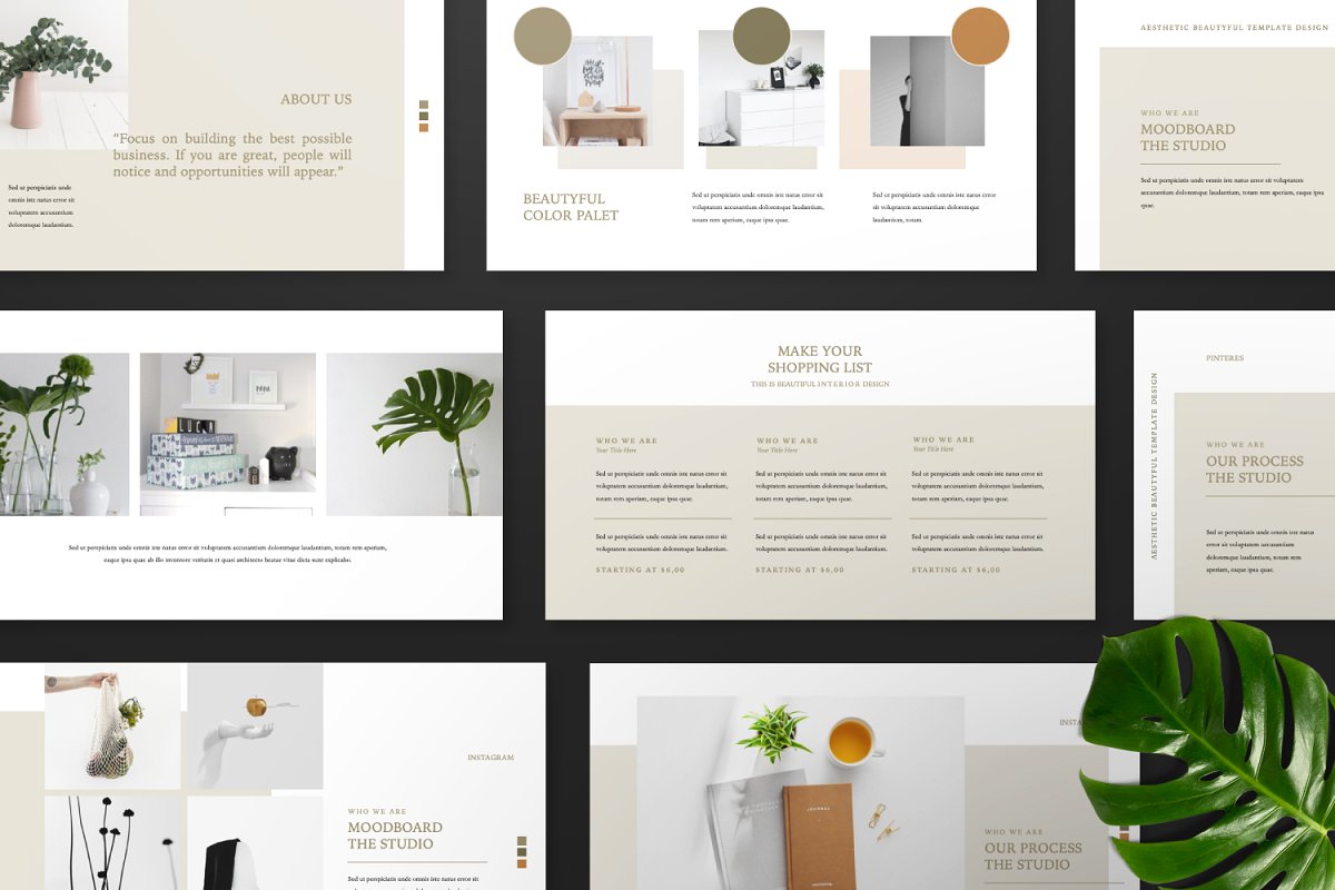 Detail Aesthetic Powerpoint Template Free Download Nomer 18