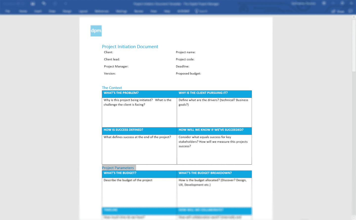 Detail Agile Project Initiation Document Template Nomer 8