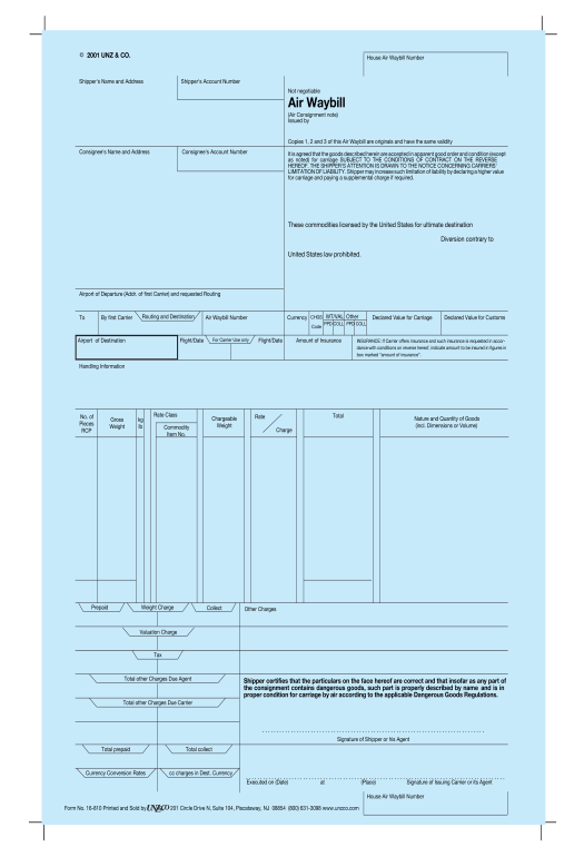 Detail Air Waybill Template Excel Nomer 12