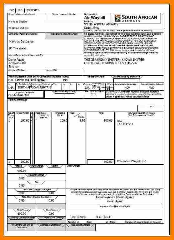 Detail Air Waybill Template Excel Nomer 14