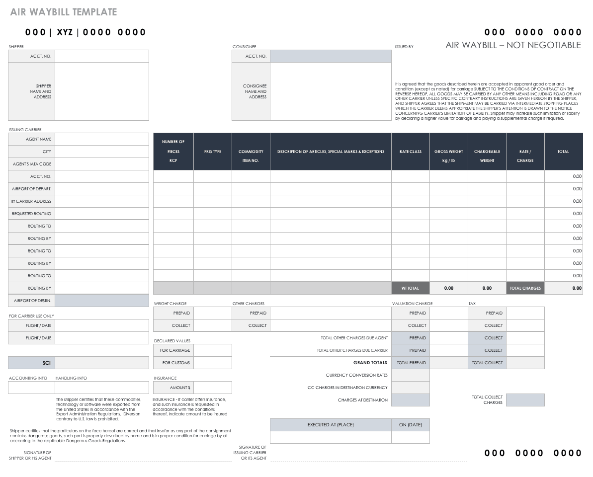 Detail Air Waybill Template Excel Nomer 26