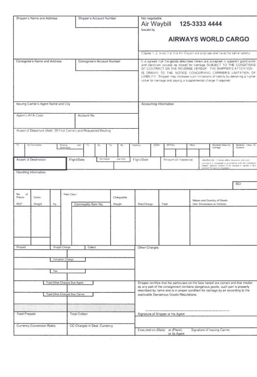 Detail Air Waybill Template Excel Nomer 5