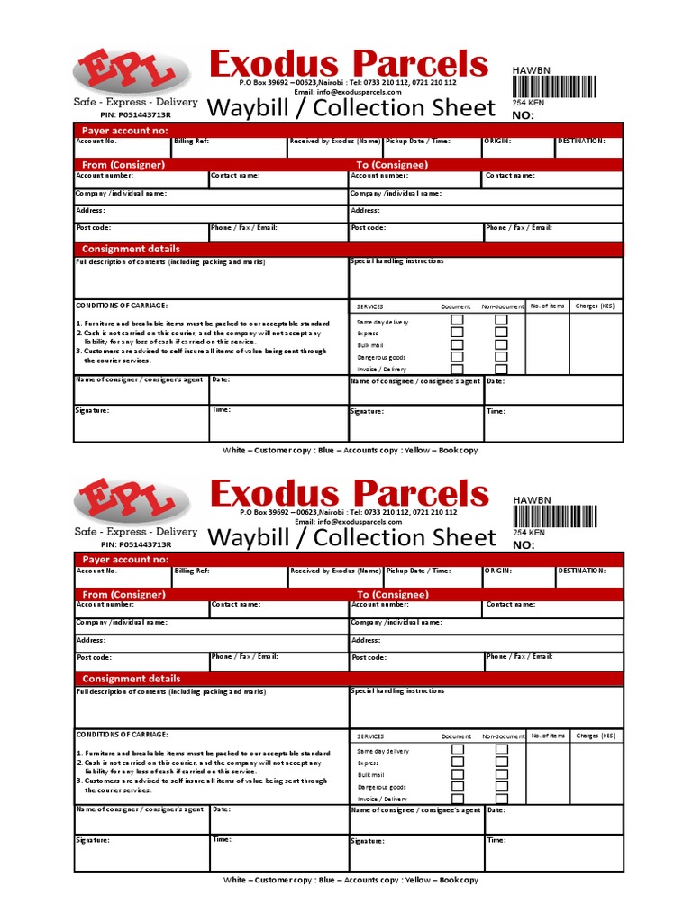 Detail Air Waybill Template Excel Nomer 36