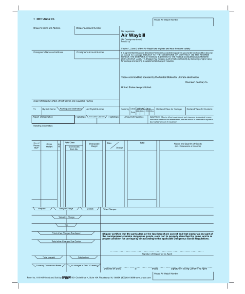 Detail Air Waybill Template Excel Nomer 37