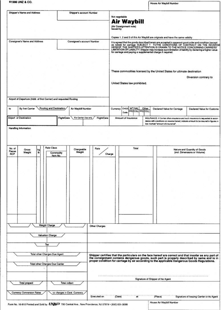 Detail Air Waybill Template Excel Nomer 38