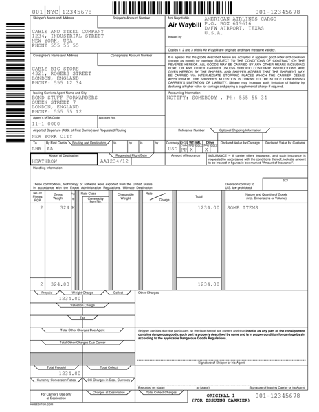 Detail Air Waybill Template Excel Nomer 7