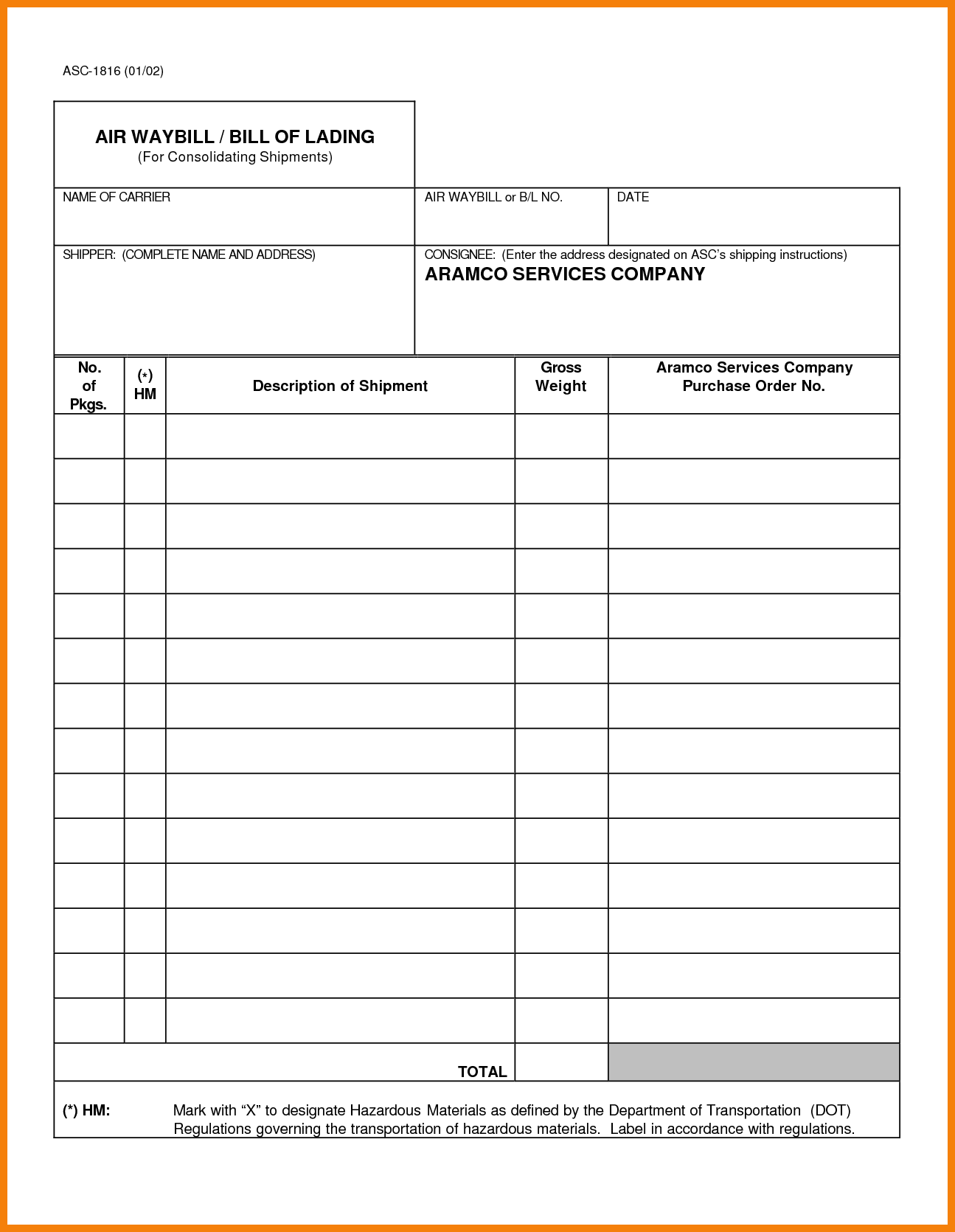 Detail Air Waybill Template Excel Nomer 8