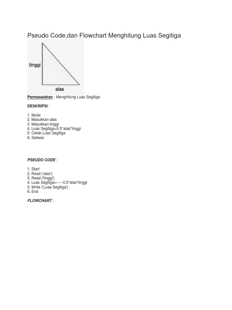 Detail Algoritma Dan Flowchart Menghitung Luas Segitiga Nomer 51