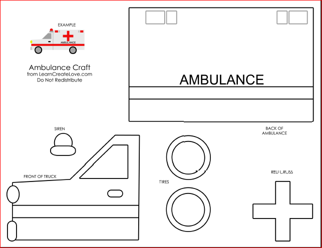 Detail Ambulance Craft Template Nomer 6